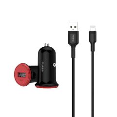 Pukka P.Ci.White Car Charger With Apple IOS Cable - Black