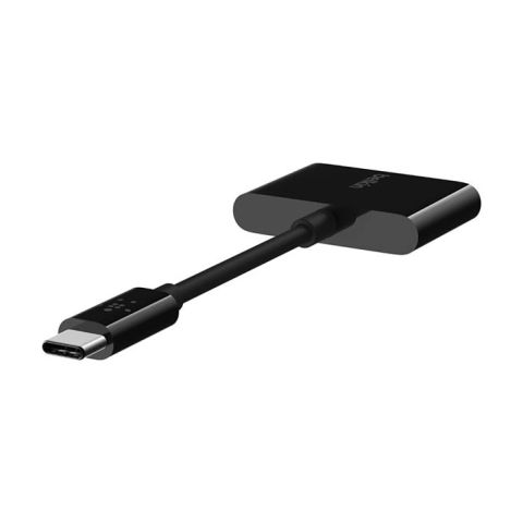 Belkin - 2 Ports USB-C Audio + Charge Adapter - Black