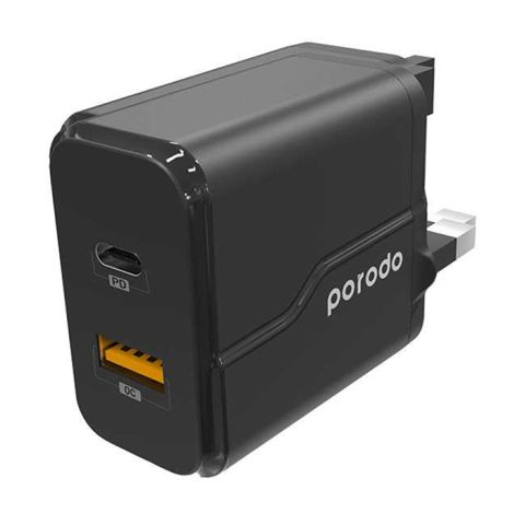 Porodo PD & QC Wall Charger 18W Charge Includes Braided Type-C To Lightning