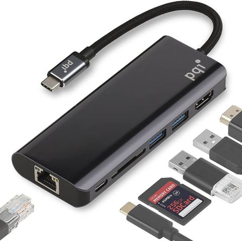 Pqi 6 In 1 USB-C *1 (Power Delivery) + USB 3.1 *2 + Hdmi *1 + SD Card *1 + Ethernet *1